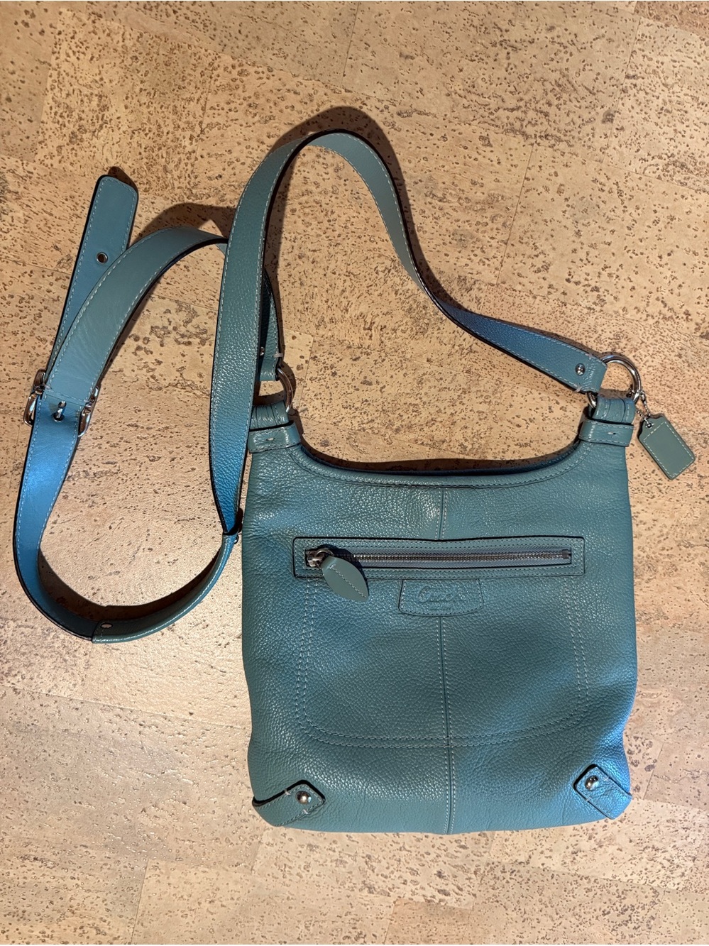 Coach Penelope Pebbled Leather Crossbody Bag - Teal